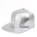 Casquette hip-hop argentée à bord plat avec gaufrage serpent et finition métallique - Réglable / Argenté