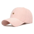 Pink chevron texture baseball cap with gold Paris heart metal badge for women - Adjustable / Pink