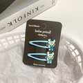 Set of two light blue water-drop hair clips with cute cartoon bears for girls - [8] Blue Bear