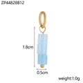 Detailed view showing dimensions of light blue stone bead pendant with gold ring - Light Blue
