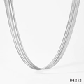 Polished silver multi-strand layered fringe necklace with a minimalist tassel style - Silver Multi-layer Necklace (D1212)