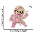 Detailed dimensions of the cute green and pink mummy embroidered iron-on patch - Pink Halloween Patch 10#-Pink Bandage Mummy