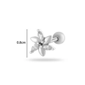 Silver flower cartilage piercing stud with micro-pave zircons and 0.8cm size detail - Five-Petal Flower (0186-2# Silver)