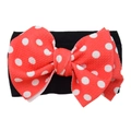 Infant nylon headband with large red and white polka dot bow in soft waffle fabric - #6 Polka Dots
