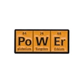 Emaille-Anstecker in Orange mit chemischen Symbolen Po, W und Er für das Wort POWER - Power Stil (xz9288)