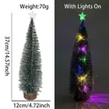 Mini 37cm flocked green Christmas tree with LED lights and a rustic wooden base - 37CM Christmas Tree with Colored Lights