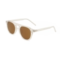 Occhiali da sole squadrati flat top con montatura trasparente e lenti color ambra scuro - Montatura Trasparente Lenti Marroni
