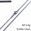 Μαύρο κολιέ αλυσίδα φίδι hip hop 450x1.2mm με κούμπωμα καβούρι για άνδρες - Μαύρο 450mmx1.2mm(KN287819-Z)