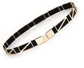 Cinturón elástico negro de moda con marcos rectangulares de metal dorado y hebilla - Estilo 2 Negro