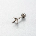 F136 titanium stud earring post with 4-prong setting and screw ball back in silver - 4MM Gem Base