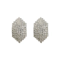 Élégantes boucles d'oreilles ovales argentées avec zircons blancs scintillants - Style Losange Strass Complet Argent Blanc (KE014S-W)