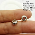 Macro d'entretoises argentées pour bijoux, diamètre 9 mm avec trou central de 3,8 mm - Style 13#