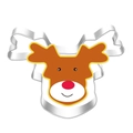 Stainless steel reindeer cookie cutter mold for Christmas baking in silver finish - Reindeer Head 7246