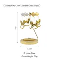 Gold carousel rotating candle holder accessory with rocking horse charms for 7cm cups - 7.5CM Carousel Style