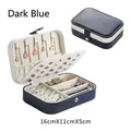 Dark blue portable double-layer PU leather jewelry box for rings and necklaces - 16*11*5cm / Blue White