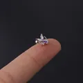 Rainbow butterfly stud earring with silver metal base and ball screw back closure - Butterfly Aurora Gemstone Style (HSPJ308-3#S)