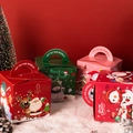 Set of four Christmas gift boxes with festive Santa, Snowman and Reindeer illustrations - Portable Handheld Apple Box