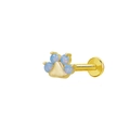 Gold plated cat paw labret stud with blue opal stones for lip and ear piercings - Gold Cat Paw (Light Blue Opal)(24042403-5)