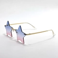 Star-shaped rimless sunglasses with blue and pink gradient lenses and golden metal frame - Gold Frame Blue Pink Gradient