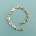 Detail of bohemian acrylic phone chain with marble beads and gold lobster clasps - Creamy White Marble-B353-3