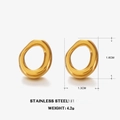 18K gold plated stainless steel irregular round stud earrings with 1.6cm size detail - Gold