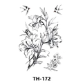 Waterproof temporary tattoo sticker featuring black and white lilies and swallows TH-172 - Th-172 / 210*148mm