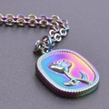 Rainbow vintage rose pendant necklace made of high-quality stainless steel with link chain - Rainbow Color + Necklace Chain