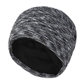 Gorro de punto de invierno para mujer con patrón gris jaspeado y cálido forro polar negro - L(58-60cm) / Gris Jaspeado