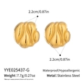 Detailed size and weight guide for gold geometric textured stainless steel earrings - Gold Wave Texture Style (YYE025437-G)
