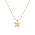 Delicate gold-tone butterfly pendant necklace with white zircon inlays and round snake chain - Pave Butterfly Style (MY2495-8)