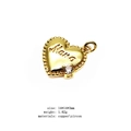 Golden heart charm pendant with Mama engraving and micro-set zircon for jewelry making - 5-Mama Heart