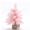 30 cm großer rosa künstlicher Weihnachtsbaum mit Schneeflocken und Sackleinenfuß - Höhe 30cm / Rosa
