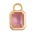 Rectangle pink gemstone pendant with gold-plated copper and white enamel border charms - M601340-White