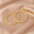 Chic golden large hoop earrings with geometric texture on elegant champagne silk - E-031---Gold 40mm