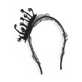 Macro shot of Halloween headband featuring gothic black small hands and tulle frill details - Ghost Hand