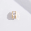 Perla in argento S925 dorato con zircone quadrato e finitura lucida a specchio - Oro Grande 7mm Diamante Quadrato a T Esagono Perlina Distanziatrice