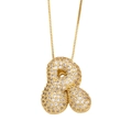 Pave setting gold plated bubble letter R necklace with clear cubic zirconia stones - Letter R / Gold