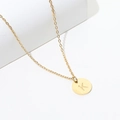 Polished 18k gold plated stainless steel letter K pendant necklace with round medallion - Gold K