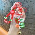 Cute red Christmas keychain variant with Santa, Snowman and Christmas tree pendants - Christmas Candy Cane