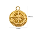 Macro view of a 15mm gold compass pendant with detailed relief and 19mm total height - Accessory 7-Compass Star