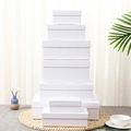Minimalist white cardboard gift boxes stacked in various sizes on a woven mat decor - No.1 10*10*5cm / White