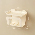 Beige wall-mounted wet wipe storage box with bear decor and detailed dimensions - Cream White / 1 Piece