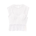 Ärmelloses weißes Spitzen-Patchwork-Top mit schmaler Passform auf weißem Grund - XS / Weiß