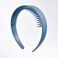 Blue plastic headband with anti-slip inner teeth design for hair styling - 4# Matte Blue