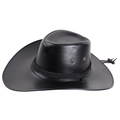 Klassischer schwarzer Western-Cowboyhut aus Kunstleder mit breiter Krempe und Hutband - Einheitsgröße(58cm) / Schwarz
