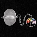Stainless steel tea infuser with colorful tree of life crystal stone pendant accessory - Rainbow Stone