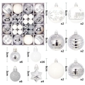 44pcs silver and white Christmas ball set with matte, glitter, and star ornaments - Silver & White (44 Pcs)