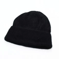 Gorro clásico de punto negro con ala ancha doblada y un suave acabado de lana cepillada - Talla única / Negro