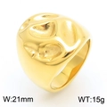 Chunky gold irregular lava ring, 21mm wide textured stainless steel jewelry - US 8 / Gold (KR110670-K)