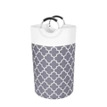 Foldable laundry basket with grey quatrefoil pattern and padded metal handles - Grey Quatrefoil Style (35x65cm)